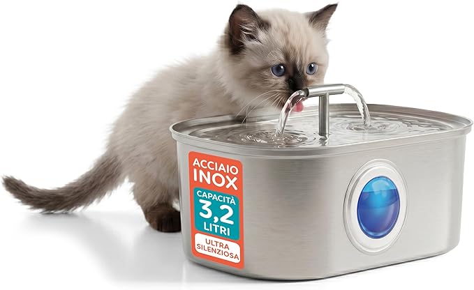 AqpetFriends Fontana per Gatti in Acciaio Inox 3.2L