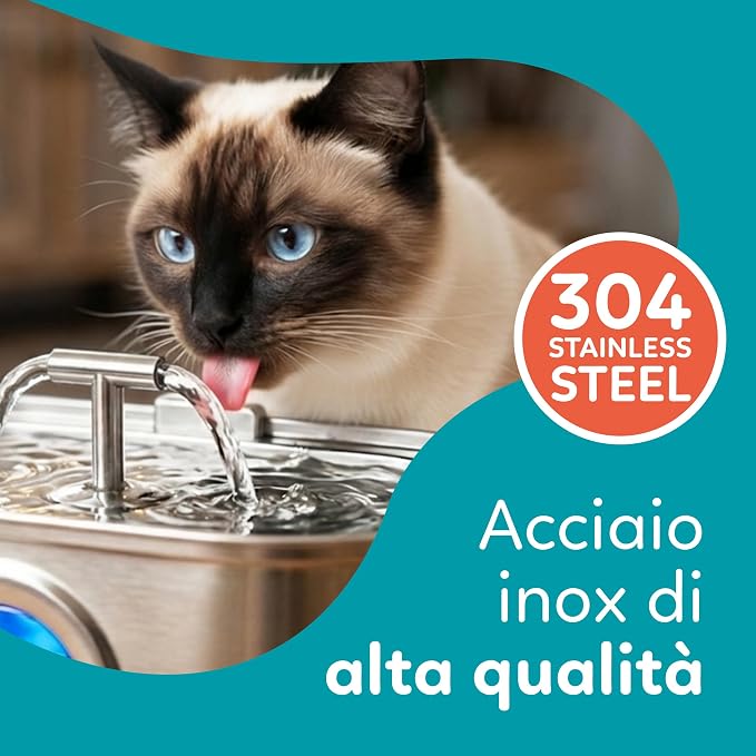 AqpetFriends Fontana per Gatti in Acciaio Inox 3.2L