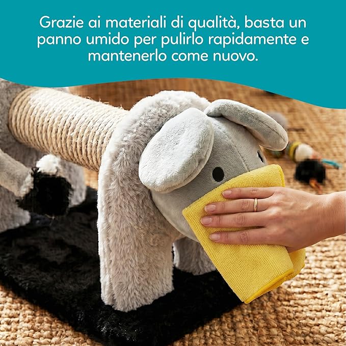 Tiragraffi in Sisal e peluche per gattini  Materiale resistente per il divertimento del tuo gatto, misura 56 x 18 x 18 cm