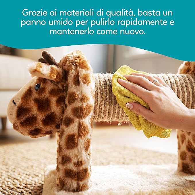 Tiragraffi in Sisal e peluche per gattini  Materiale resistente per il divertimento del tuo gatto, misura 56 x 18 x 18 cm