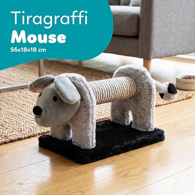 Tiragraffi in Sisal e peluche per gattini  Materiale resistente per il divertimento del tuo gatto, misura 56 x 18 x 18 cm