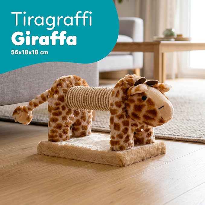Tiragraffi in Sisal e peluche per gattini  Materiale resistente per il divertimento del tuo gatto, misura 56 x 18 x 18 cm