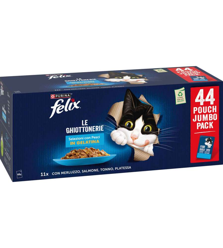Felix Le Ghiottonerie Cibo Umido Carne in Gelatina per Gatti- 44x85g
