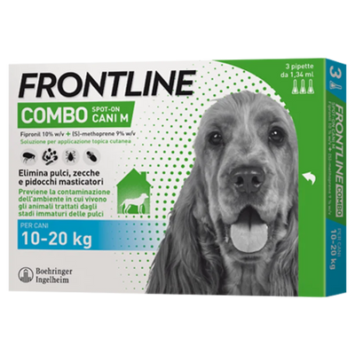 Frontline - Combo Per Cani da 10 a 20 Kg 3 Pipette antiparassitarie monodose da 1,34 ml