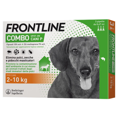 Frontline - Combo Per Cani da 2 a 10 Kg 3 Pipette antiparassitarie monodose da 0,67 Ml