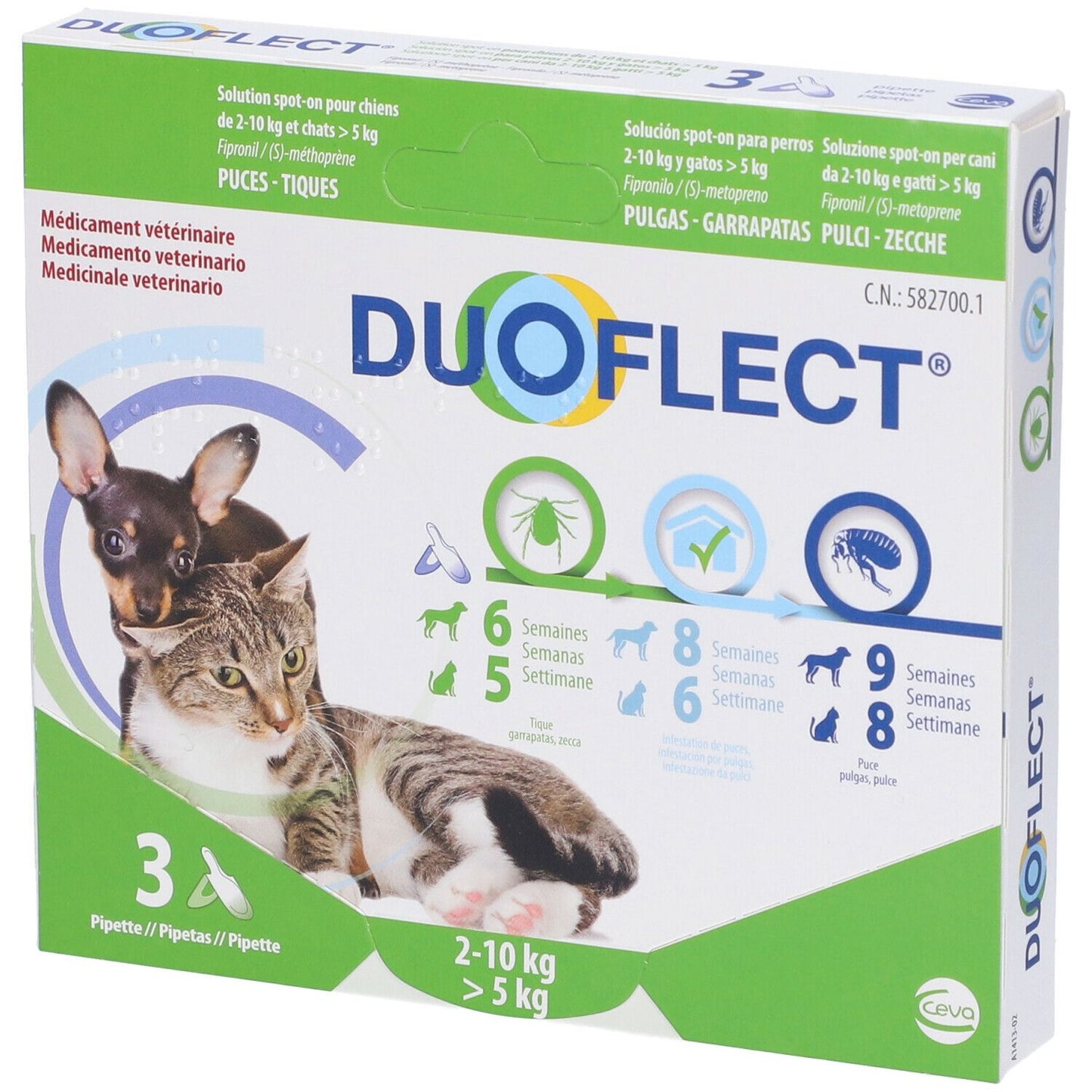 Ceva - DuoFlect Cani 2 -10 Kg Cane e Gatto > 5 Kg 3 Pipette