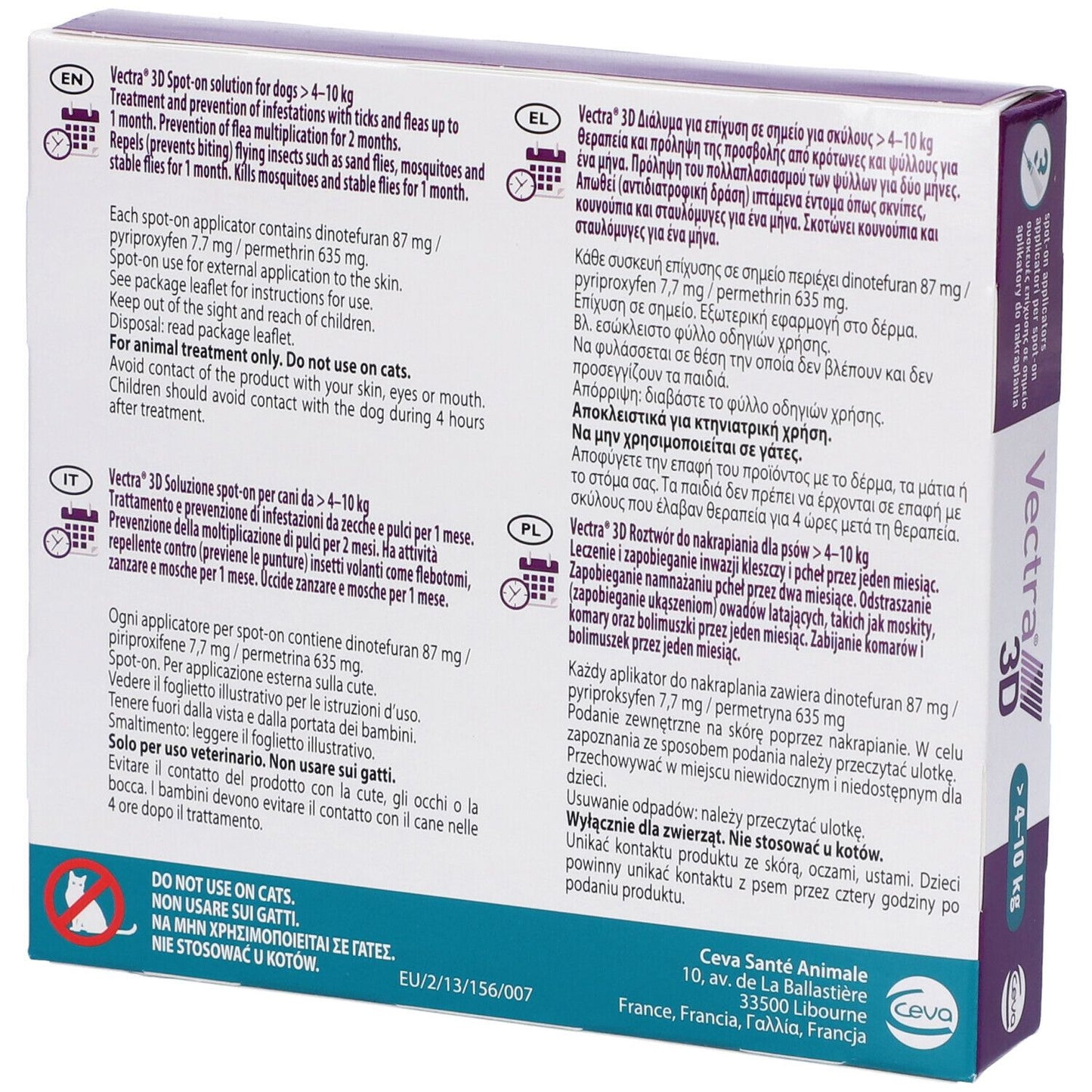 Ceva - Vectra 3D Per Cani 3 Pipette 4-10 Kg