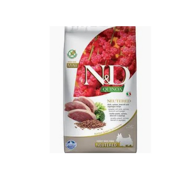 Farmina - N&D Quinoa Per Cani Anatra, Broccoli & Asparagi NEUT AD MINI 2,5 Kg