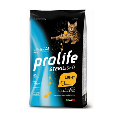 Prolife - Per Gatti Sterilised Light Oca,Manzo & Riso 1,5 Kg