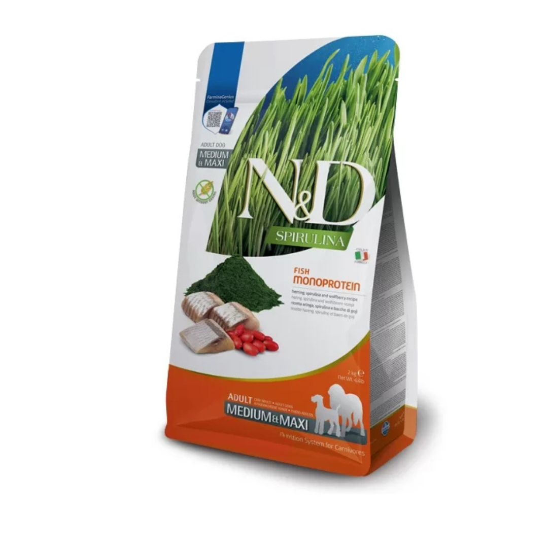 Farmina - N&D Per Cani  Spirulina Adult M/M Aringa, Goji 7 Kg