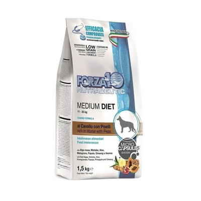 Forza 10 - Per Cani Medium Diet Low Grain Cavallo e Piselli 1,5 kg