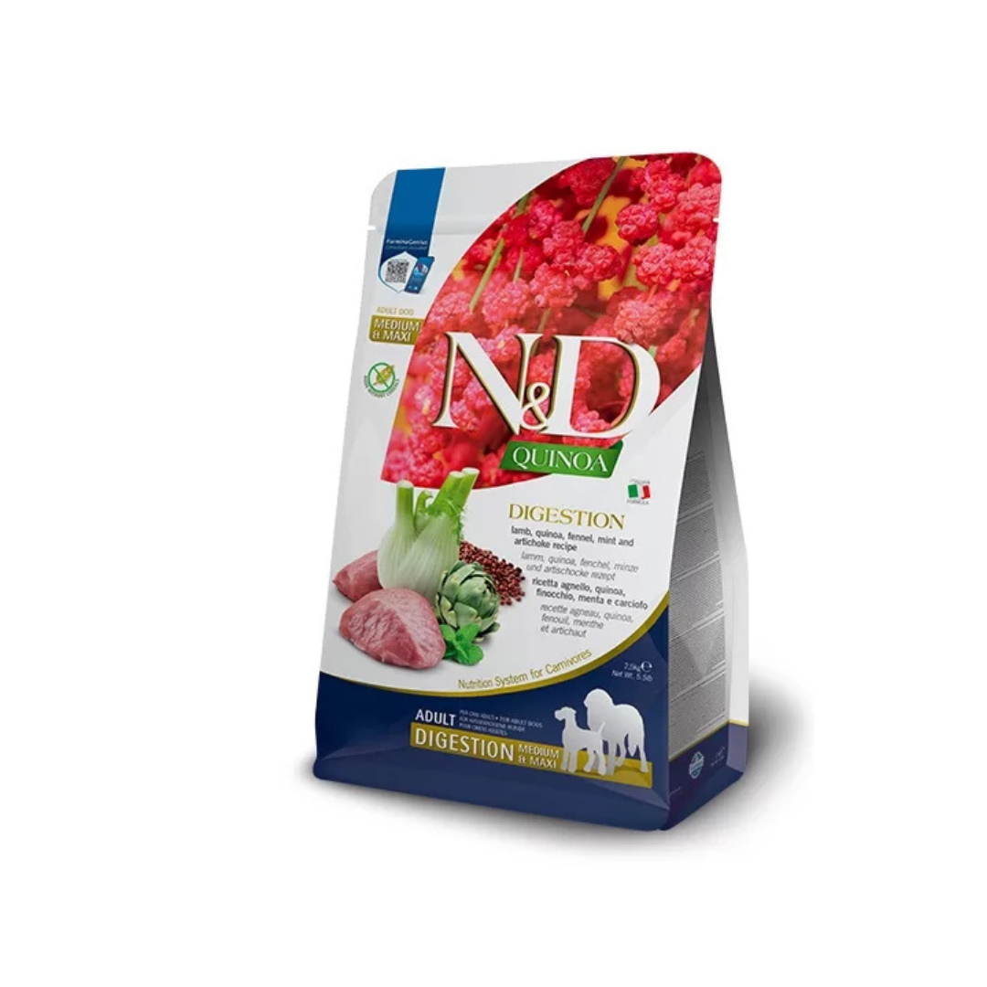 Farmina - N&D Quinoa Per Cani Digestion Agnello, Finocchio & Menta ARTIC Adult 2,5 Kg