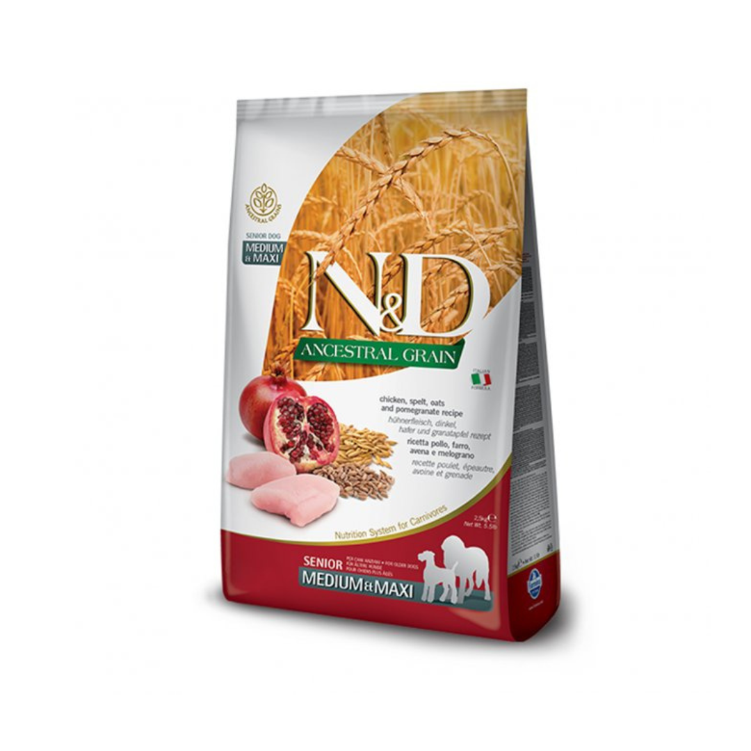 Farmina - N&D Per Cani  Ancestral Pollo & Melograno Senior MD/MX 2,5 Kg