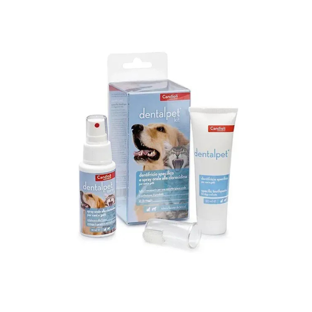 Candioli - Dental Pet Kit Tubo 50 Ml + Spray 50 Ml + 1 Ditale Cane e Gatto