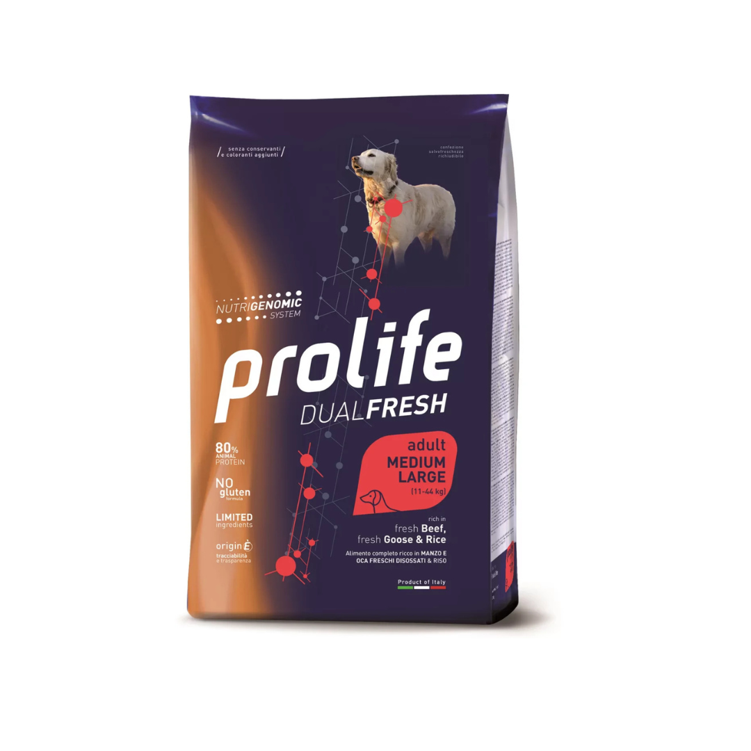 Prolife - Per Cani DF Beef/Goos & Rice M/L 12 Kg