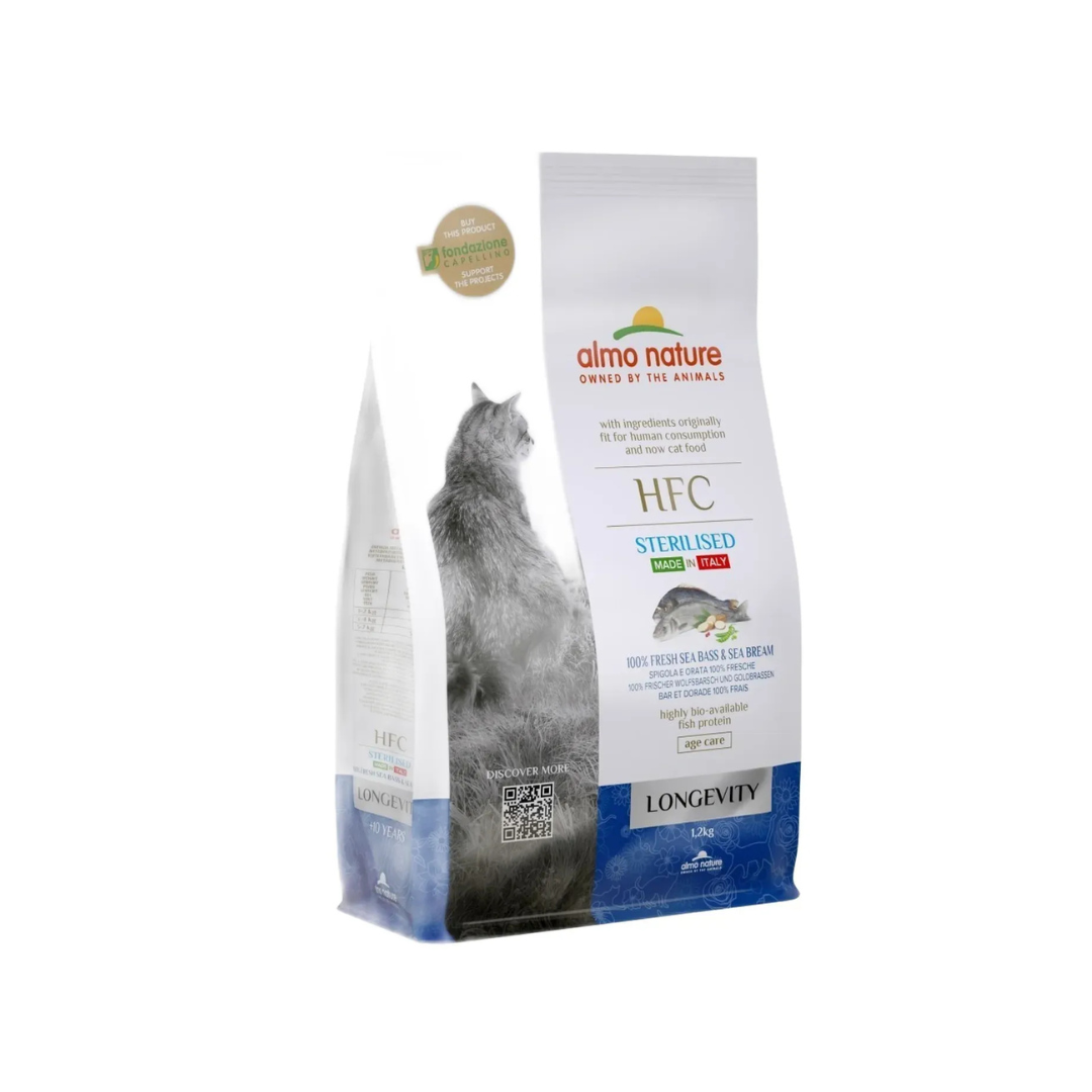 Almo Nature - Holistic Per Gatti Longevity Sterilizzato Spigola e Orata 1,2 Kg
