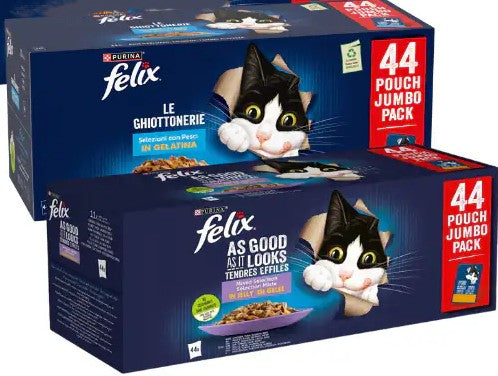 Felix Le Ghiottonerie Cibo Umido Carne in Gelatina per Gatti- 44x85g