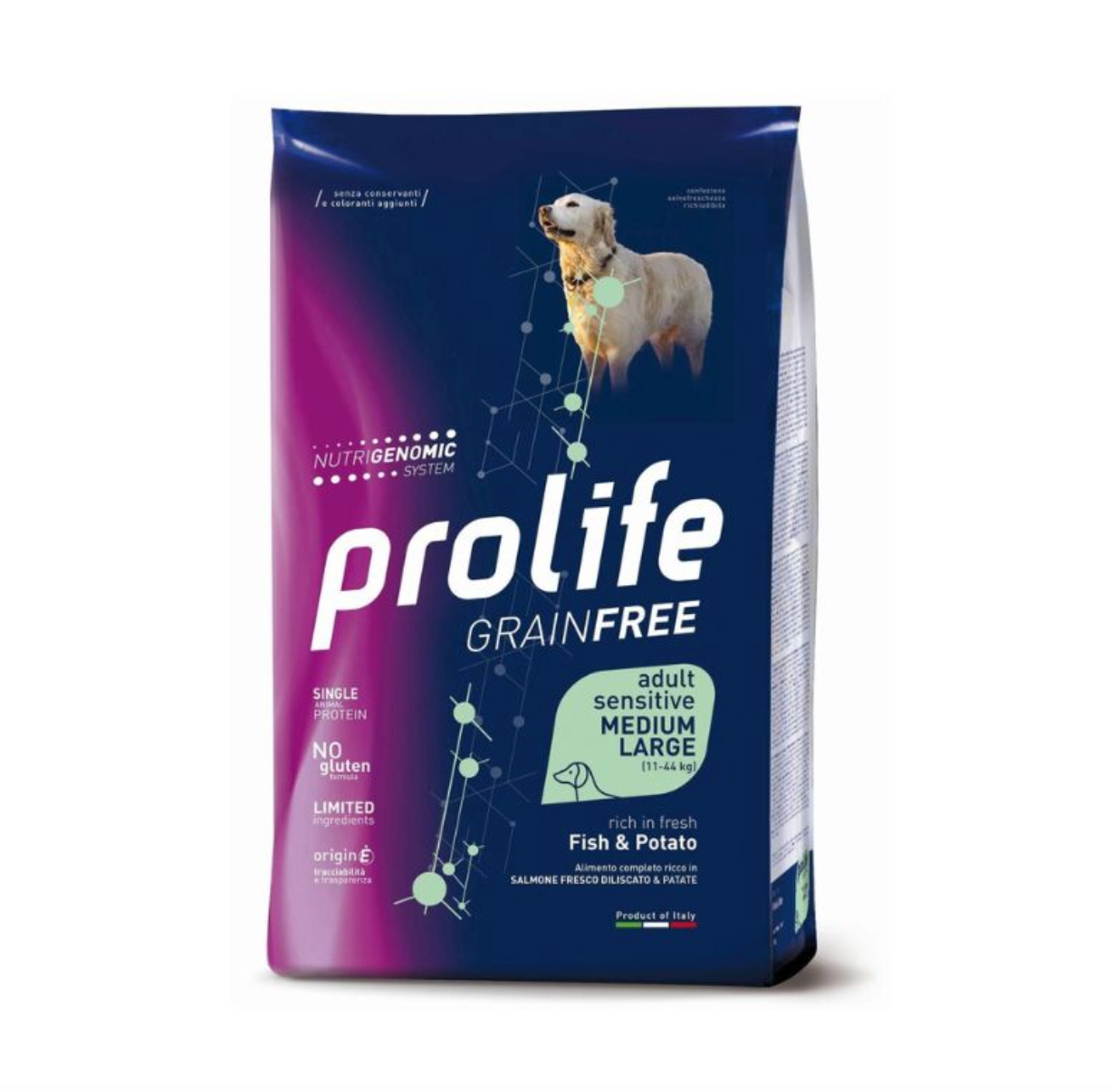 Prolife - Per Cani Grain Free Sensitive Sogliola Fish & Potato M/L 2.5 Kg