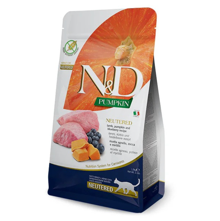 Farmina - N&D Pumpkin Per Gatti  Neutered Agnello & Mirtillo 5 Kg