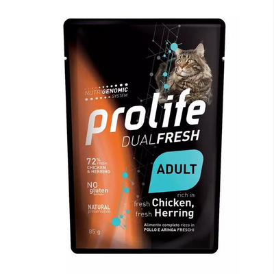 Prolife - Per Gatti Dual Fresh Pollo & Aringa Busta 85 Gr