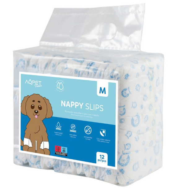 AQPET - Slips Pannolini Nappy Fascia Maschi MD 12pz