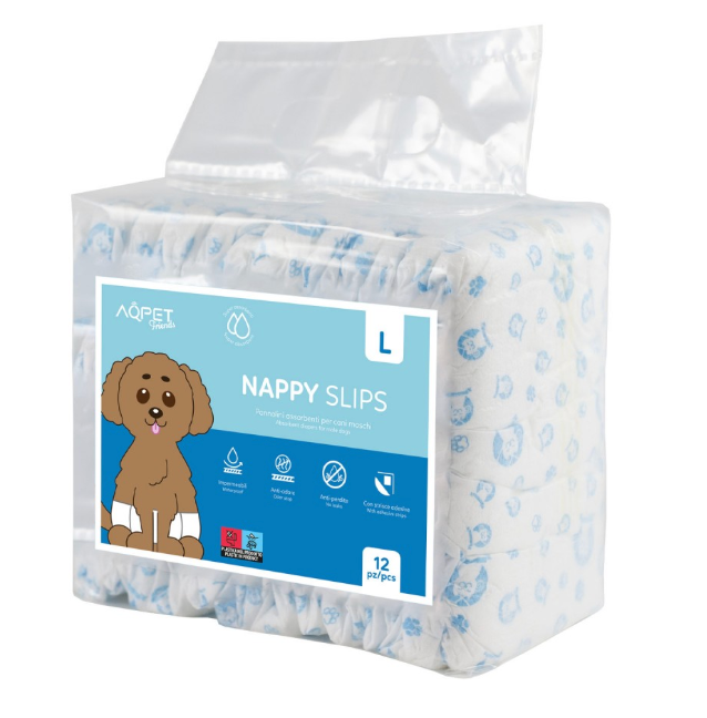 AQPET - Slips Pannolini Nappy Fascia Maschi LARGE 12pz