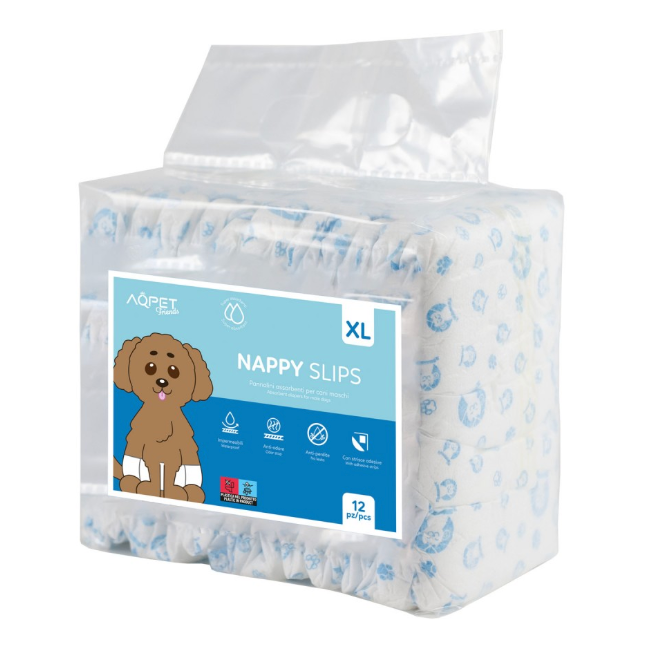 AQPET - Slips Pannolini Nappy Fascia Maschi XLARGE 12pz