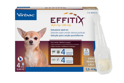 Virbac - Per Cani Effitix Toy 1,5-4 Kg 4 Pipette 0,44 Ml 26,8+240 Mg