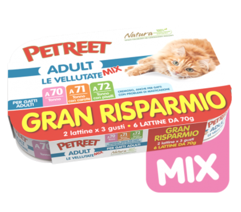 PETREET A70-A71-A72 VELLUTATA MIX TONNO GR.70X6