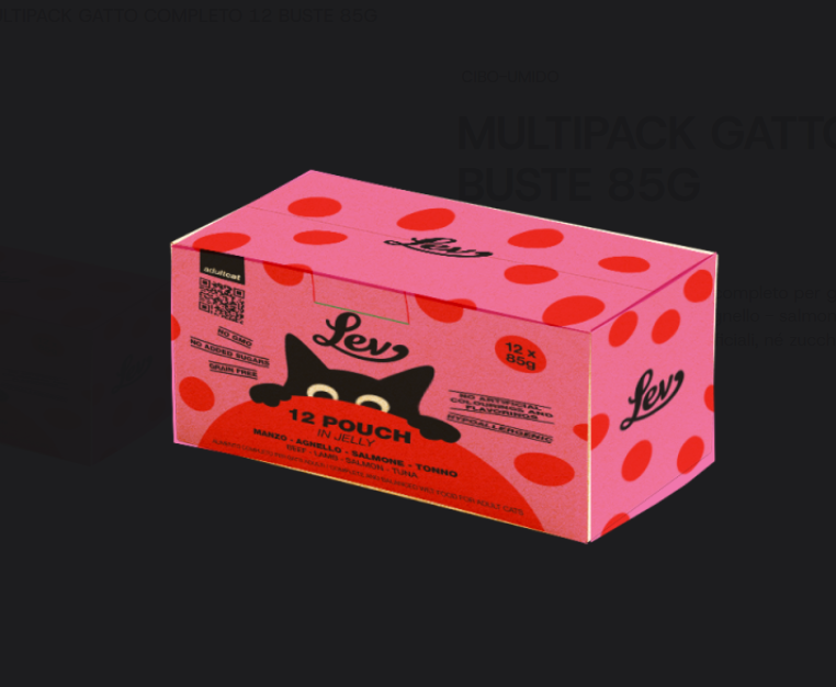Lev Gatto Bustine Jelly Manzo Manzo Agnello e Salmone 12x85g Multipack