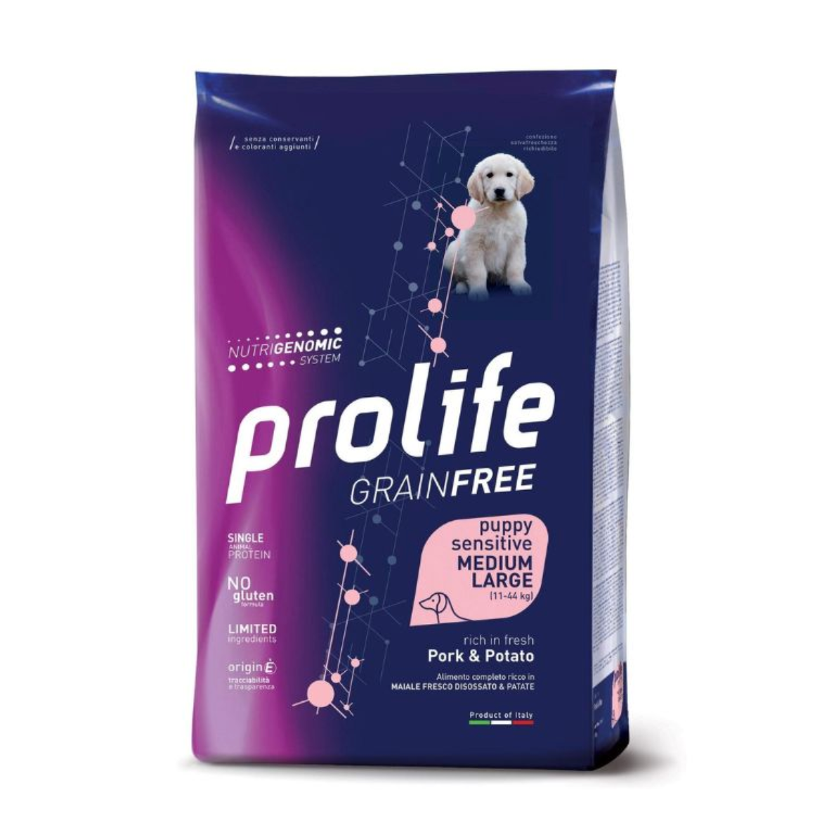 Prolife - Per Cani Grain free Sensitive Puppy Maiale & Patate M/L 2.5 Kg