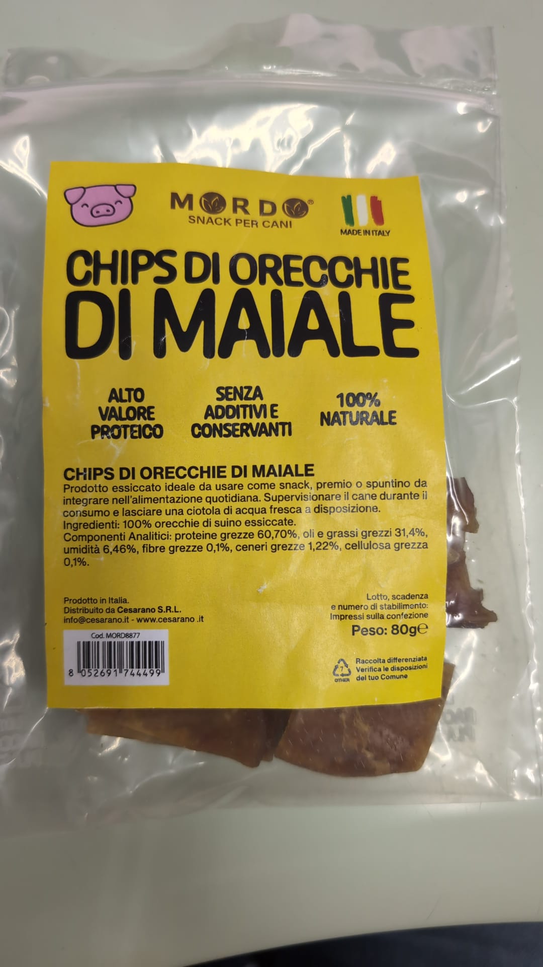 CHIPS DI ORECCHIE DI MAIALE GR.80