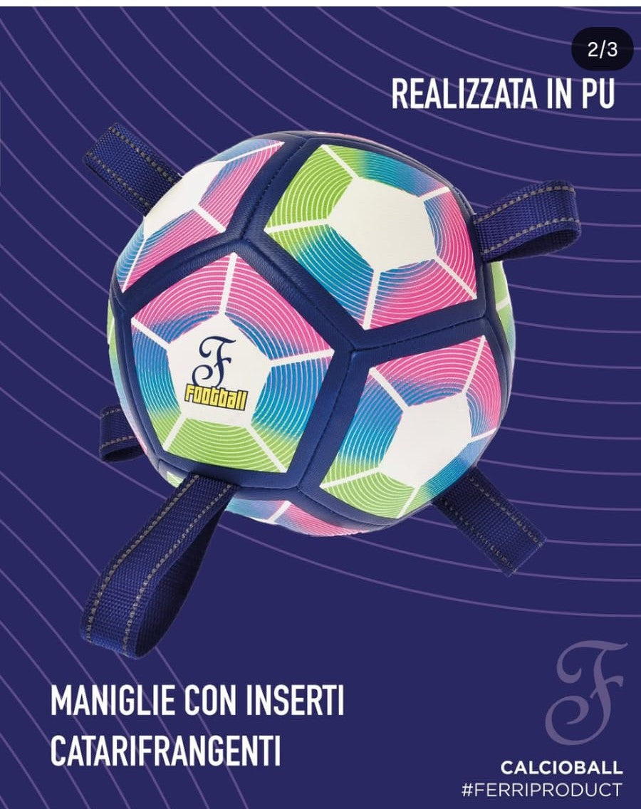 Football CALCIOBALL L DIAM. 18,5CM Palla Resistente con Maniglie Facili da Afferrare e Inserti Catarifrangenti
