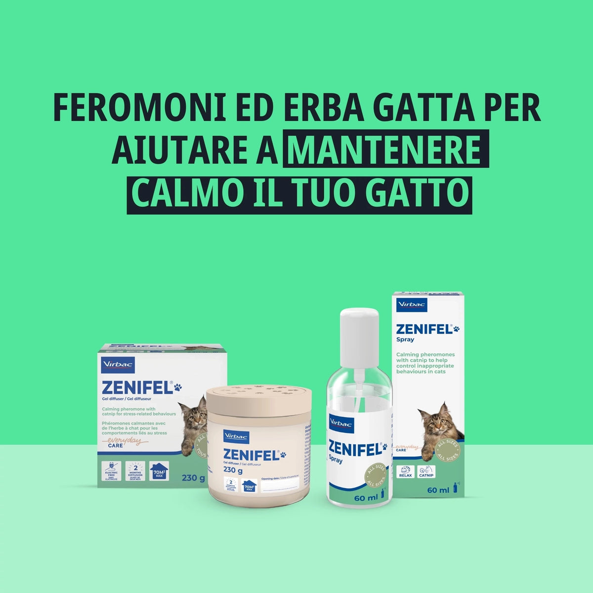Virbac Zenifel Spray calmante per la gestione dello stress nel gatto 60 ml