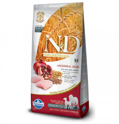 Farmina - N&D Per Cani  Ancestral Pollo & Melograno Senior Med 12 Kg