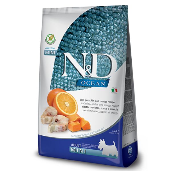 Farmina - N&D Ocean Per Cani Merluzzo,Orange & Zucca Adult Mini 7 Kg