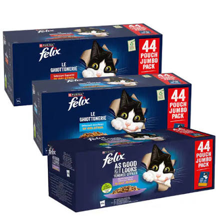 Felix Le Ghiottonerie Cibo Umido Carne in Gelatina per Gatti- 44x85g