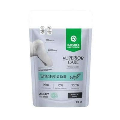 Nature's Protection Grain free adult coat white fish and krill Gravy 12x85g