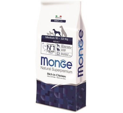 MONGE NATURAL Superpremium per Cane Adult Medium Ricco di Pollo da 12 Kg