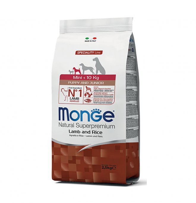 MONGE NATURAL cane mini puppy e junior agnello e riso 2,5 kg