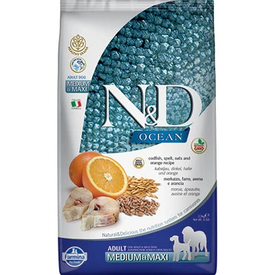 Farmina - N&D Ocean Per Cani Merluzzo & Arancia Ancestral AD MEDI/MAXI 2,5 Kg