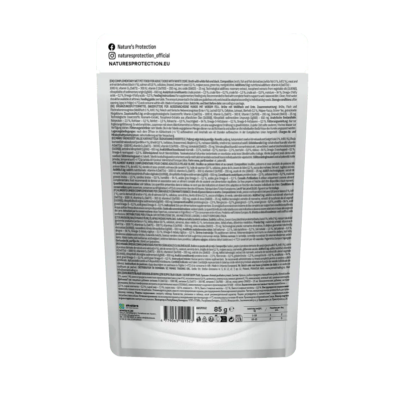 Nature's Protection Superior Care cani adulti Coat White Brodo Pesce Bianco e Anatra 12x85gr
