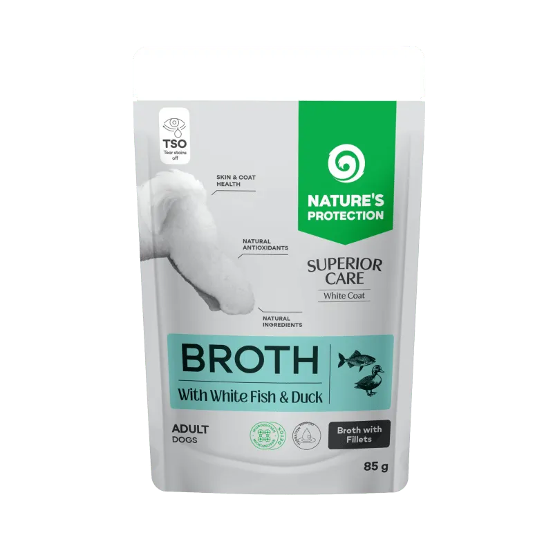 Nature's Protection Superior Care cani adulti Coat White Brodo Pesce Bianco e Anatra 12x85gr