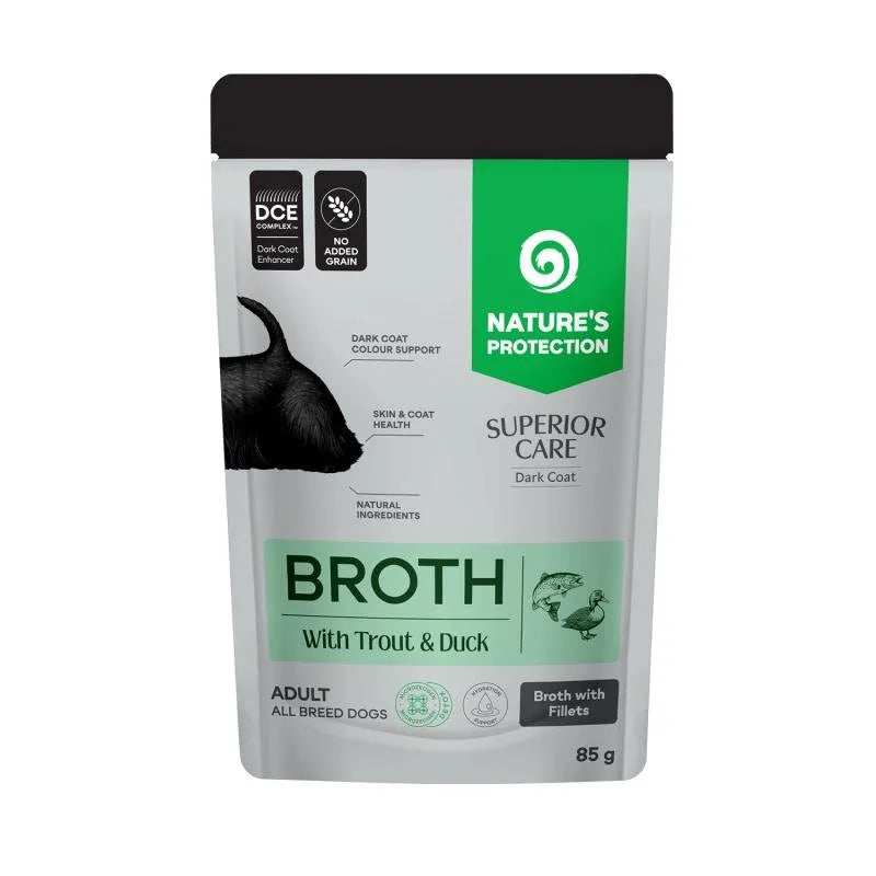 Nature's Protection Superior Care cani adulti Coat Dark Brodo Trota e Anatra 12x85gr