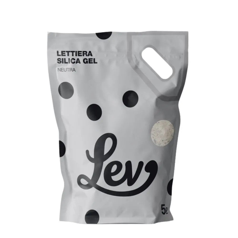 LEV Lettiera Silicia Gel Naturale 5Lx6 - Alta Assorbenza, Controllo Odori, Formula Neutra per Gatti Sensibili