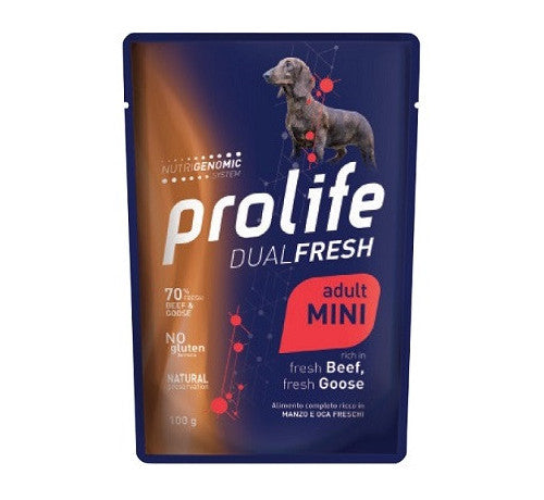 Prolife - Per Cani W Busta Dual Fresh Manzo & Oca 100 Gr