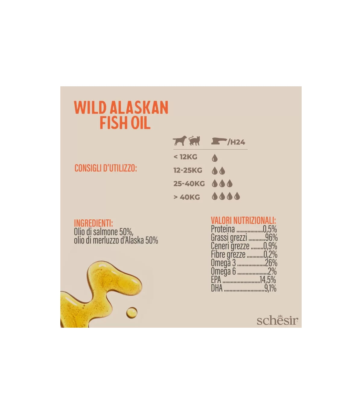 Schesir Wild Alaskan Fish Oil Omega 3 Plus 250 ml