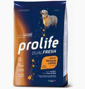 Prolife - Per Cani DF Turkey/Pork & Rice M/L 12 Kg