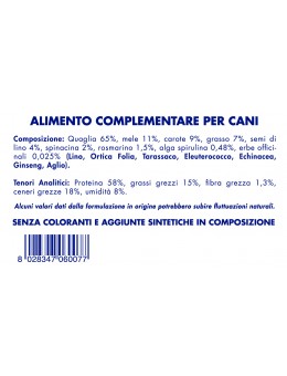 Vetline snack Quaglia 65% gr.80 Monoproteina di origine animale